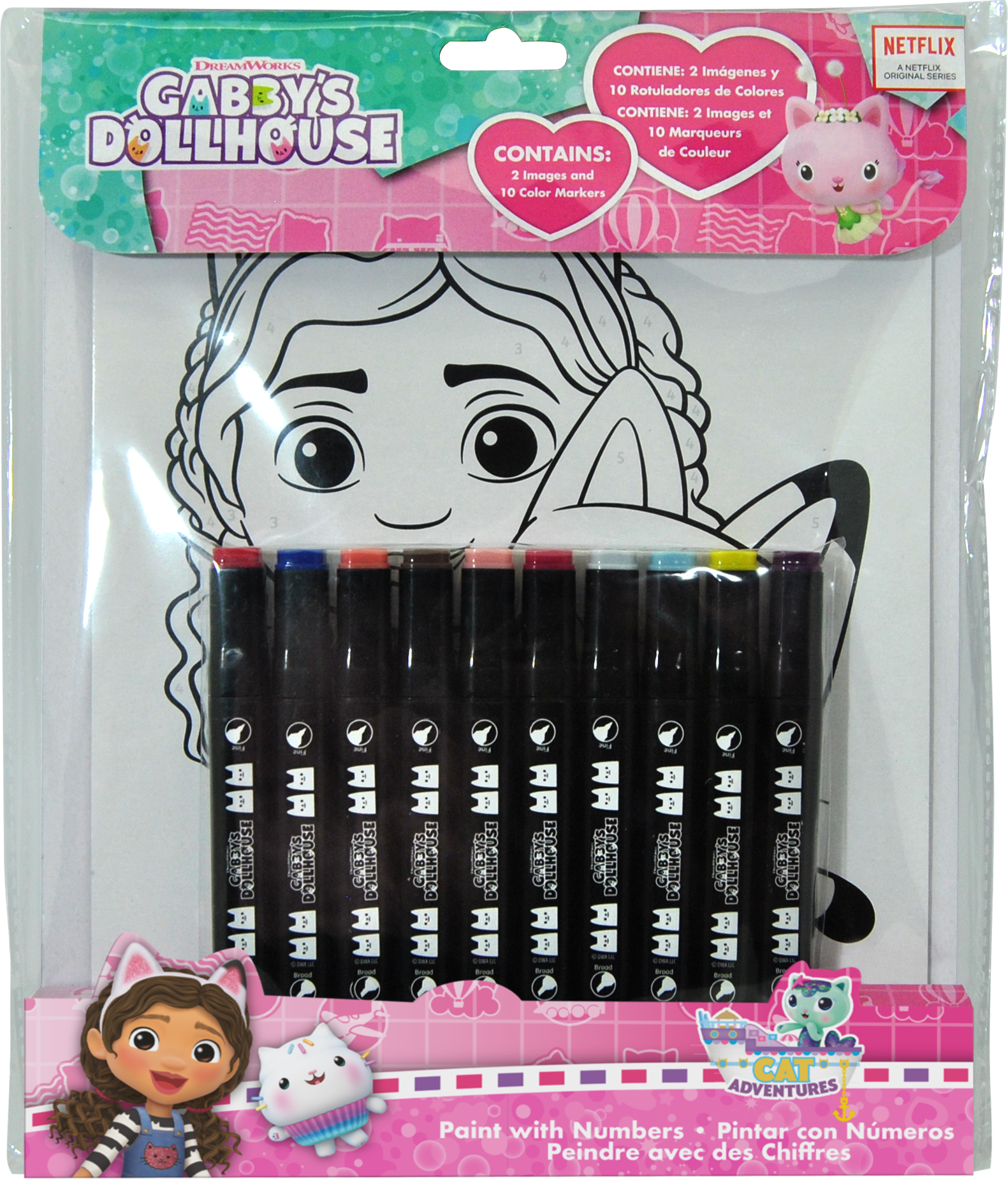 Colouring set with 10 markers and 2 colouring sheets