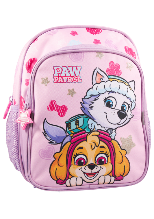 Paw Patrol Pigerne pink lille rygsæk 5L. Rygsækken måler 26,5x21x10cm med 2 front lynede lommer