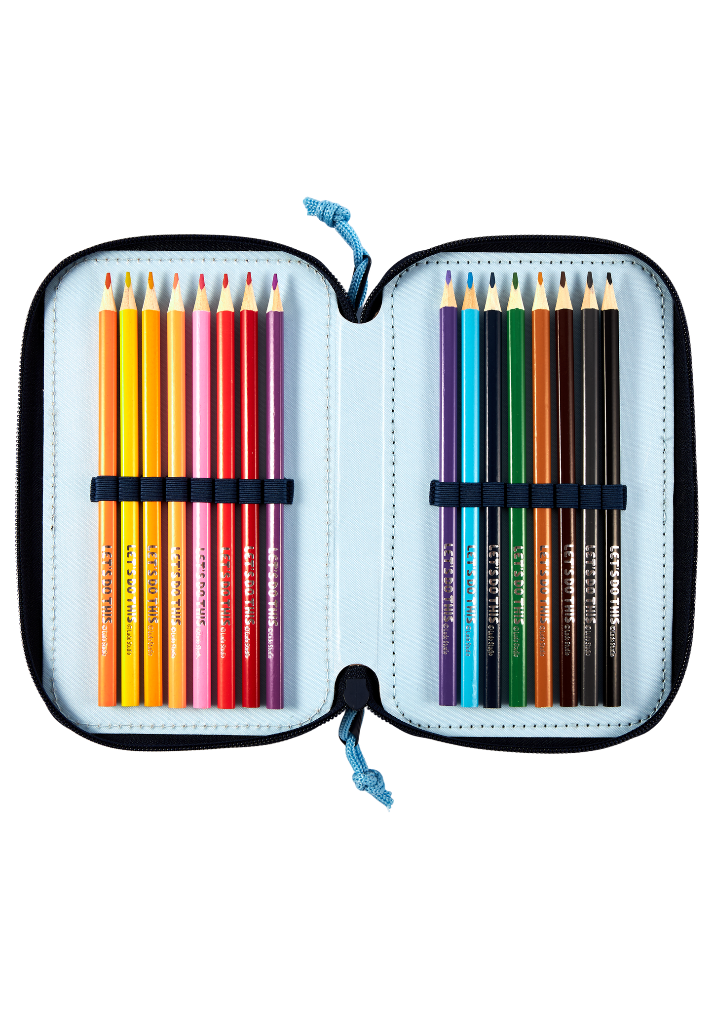 Bluey Double-decker pencil case with 2 zippers with contents