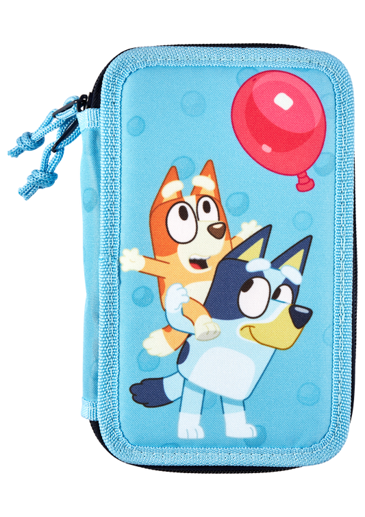 Bluey Double-decker pencil case with 2 zippers with contents