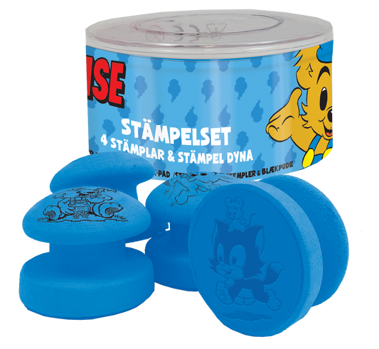 4 Bamse stempler samt en stempelpude, så du kan sætte et mærke på alle dine fine tegninger. God størrelse til små hænder.