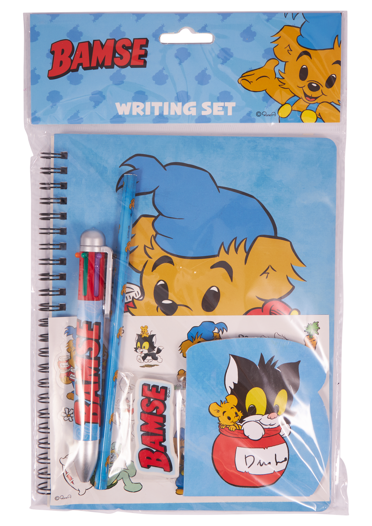 Bamse writing/drawing set with multi-colour pen