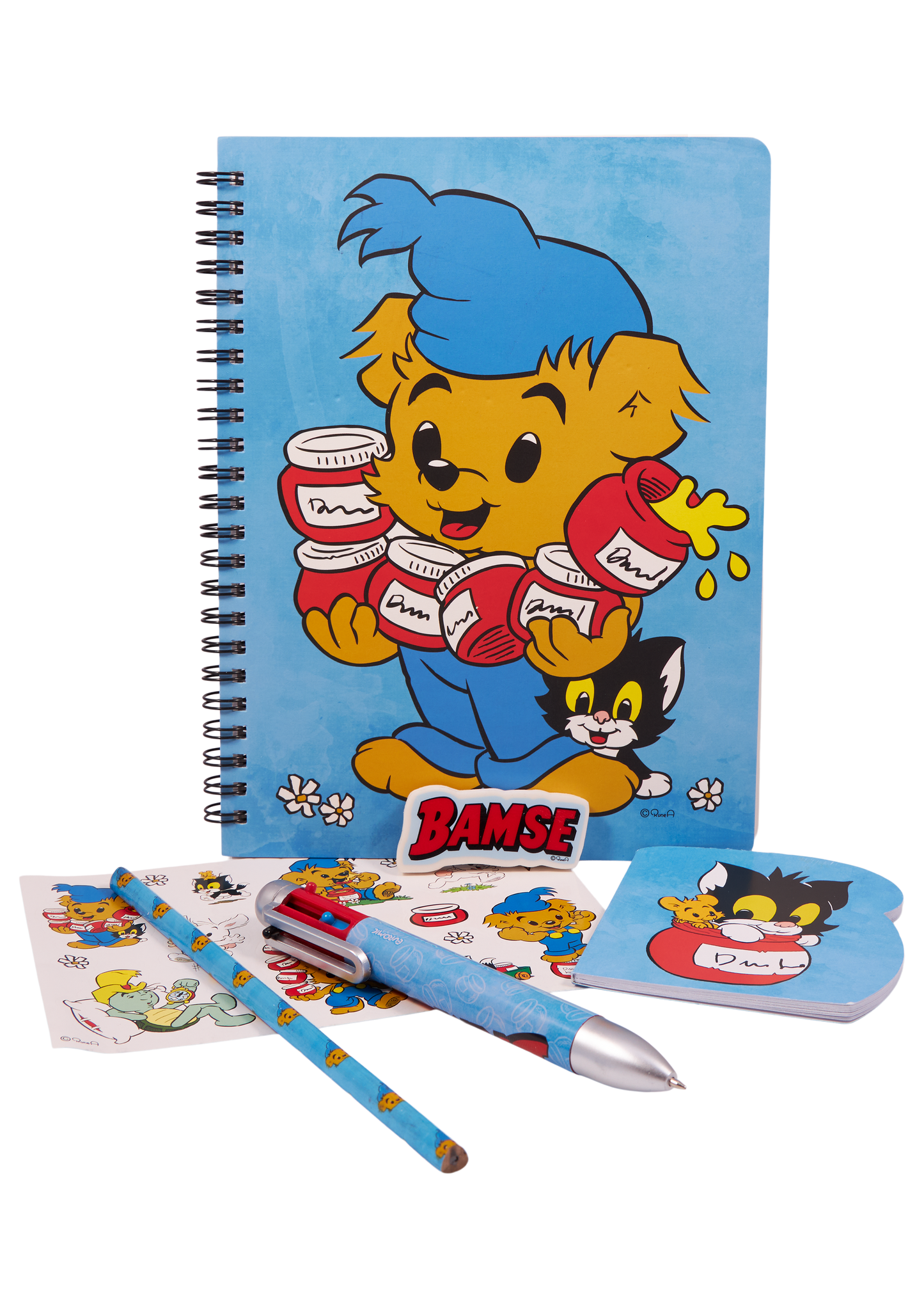 Bamse writing/drawing set with multi-colour pen