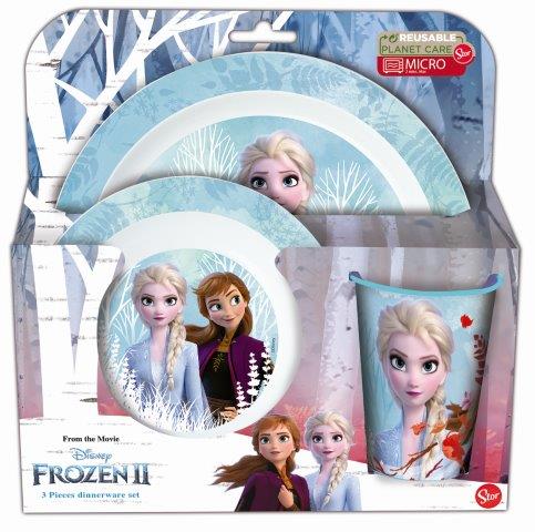 Frozen 3 stk. børneservice(tallerken, skål og krus. Egnet til microbølgeovn.