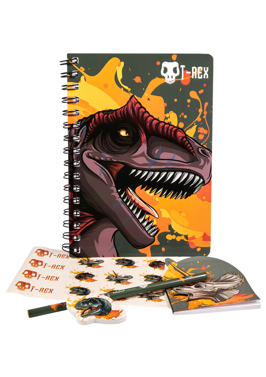 Dino T-REX writing/drawing set with multicolor pen