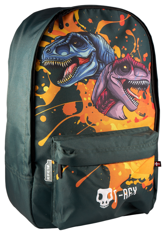 Dino T-REX Backpack Large with zippered front pocket - 20 L (44x30x16cm)
 Made from recycled plastic bottles