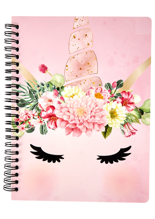 Unicorn flower Notebook with spiral spine