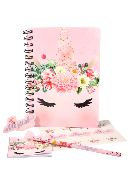 Unicorn flower writing/drawing set with multicolor pen