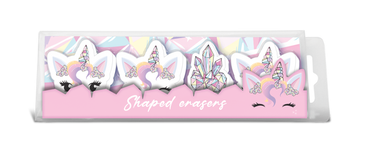 Unicorn gemstone 4 pcs. eraser packed in box