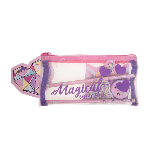 Unicorn gemstone Filled mesh pencil case