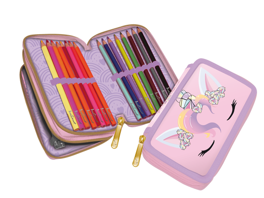 Unicorn gemstone Filled pencil case with 2 compartments