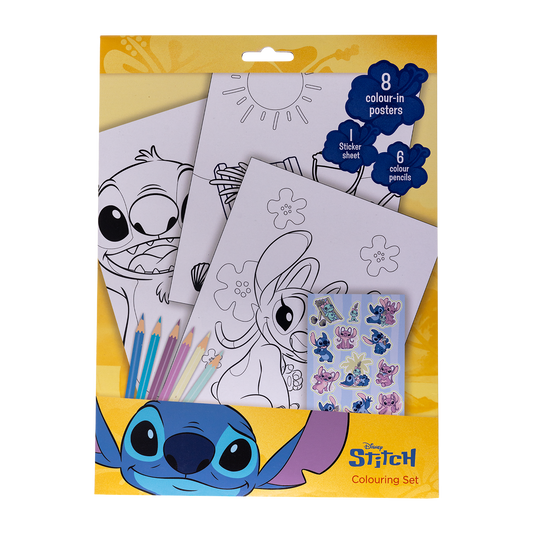 STITCH, Coloring set w/6 col. pencils, sticker