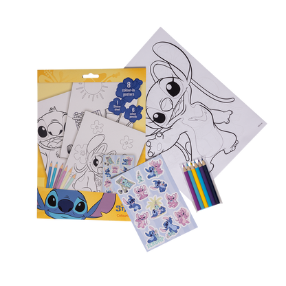 STITCH, Coloring set w/6 col. pencils, sticker