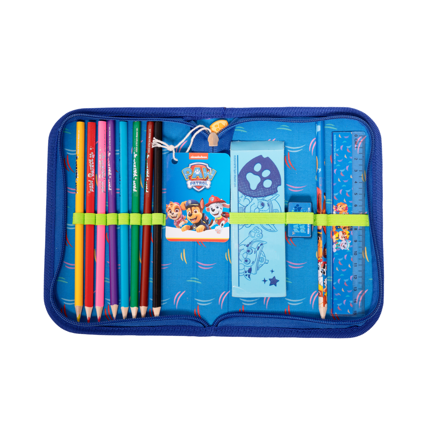 Paw Patrol filled single pencil case with 8 pointed pencils