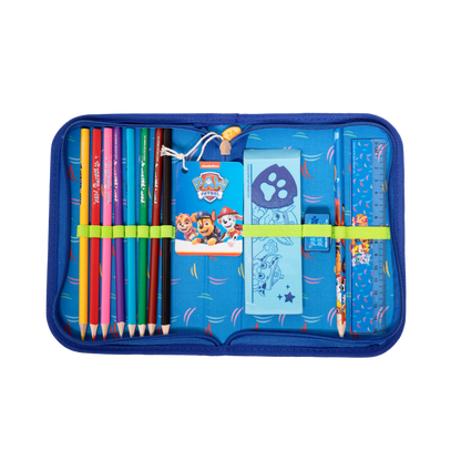 Paw Patrol filled single pencil case with 8 pointed pencils