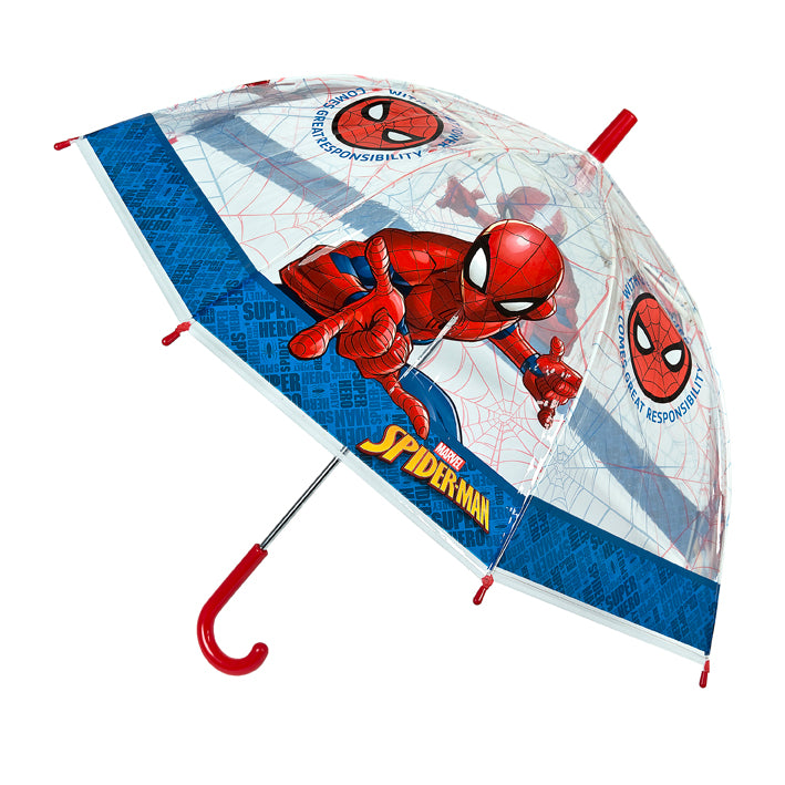 Spiderman klockformat paraply, L 68 cm x dia.72 cm