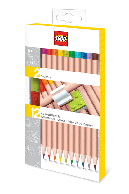 LEGO Stationery 12 Farveblyanter m 2 LEGO klods toppe