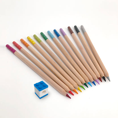 LEGO Stationary 12 Colored pencils with 2 LEGO brick tops