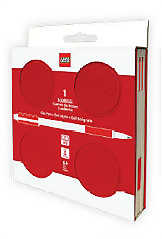 LEGO® Locking Notebook m/Gel Pen (æske), 192p, RØD