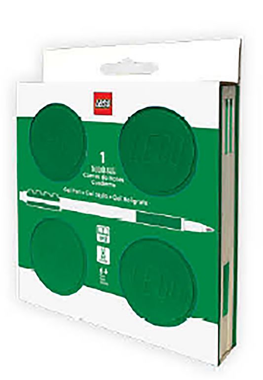 LEGO® Locking Notebook m/Gel Pen (æske) 192p, GRØN