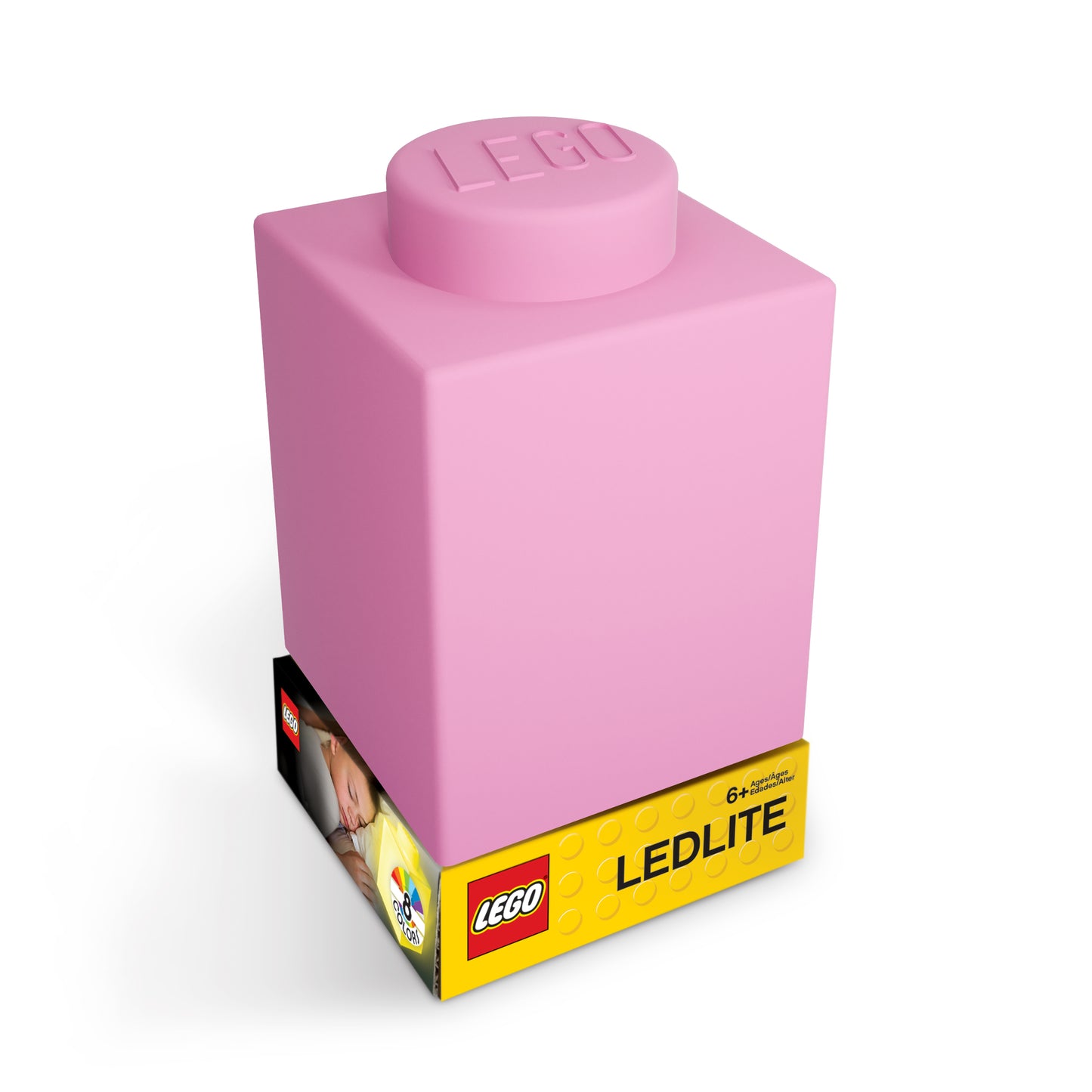 LEGO silikone natlampe med LED lys lyserød