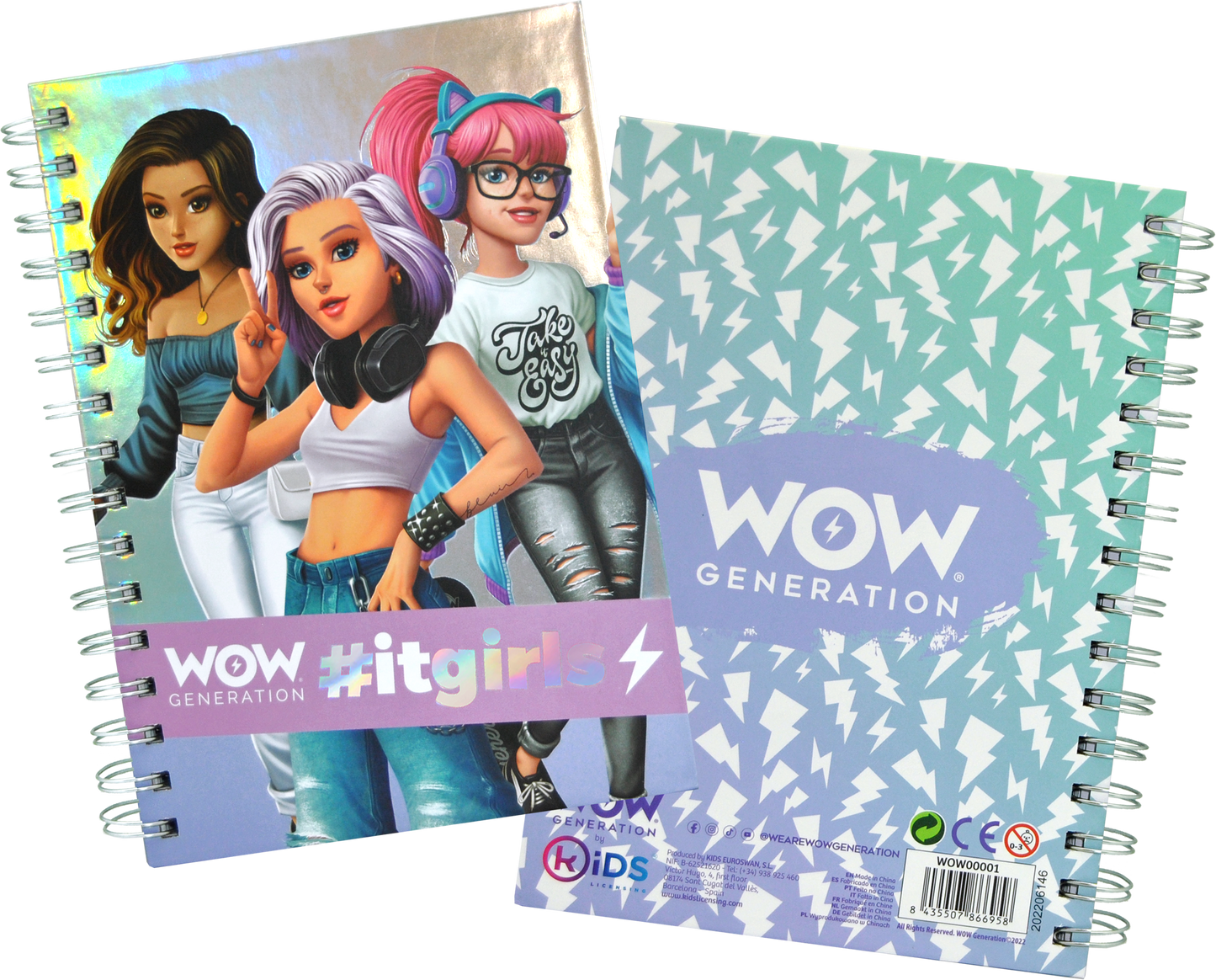 WOW Generation Notebook with hard cover and spiral spine. 80 sheets